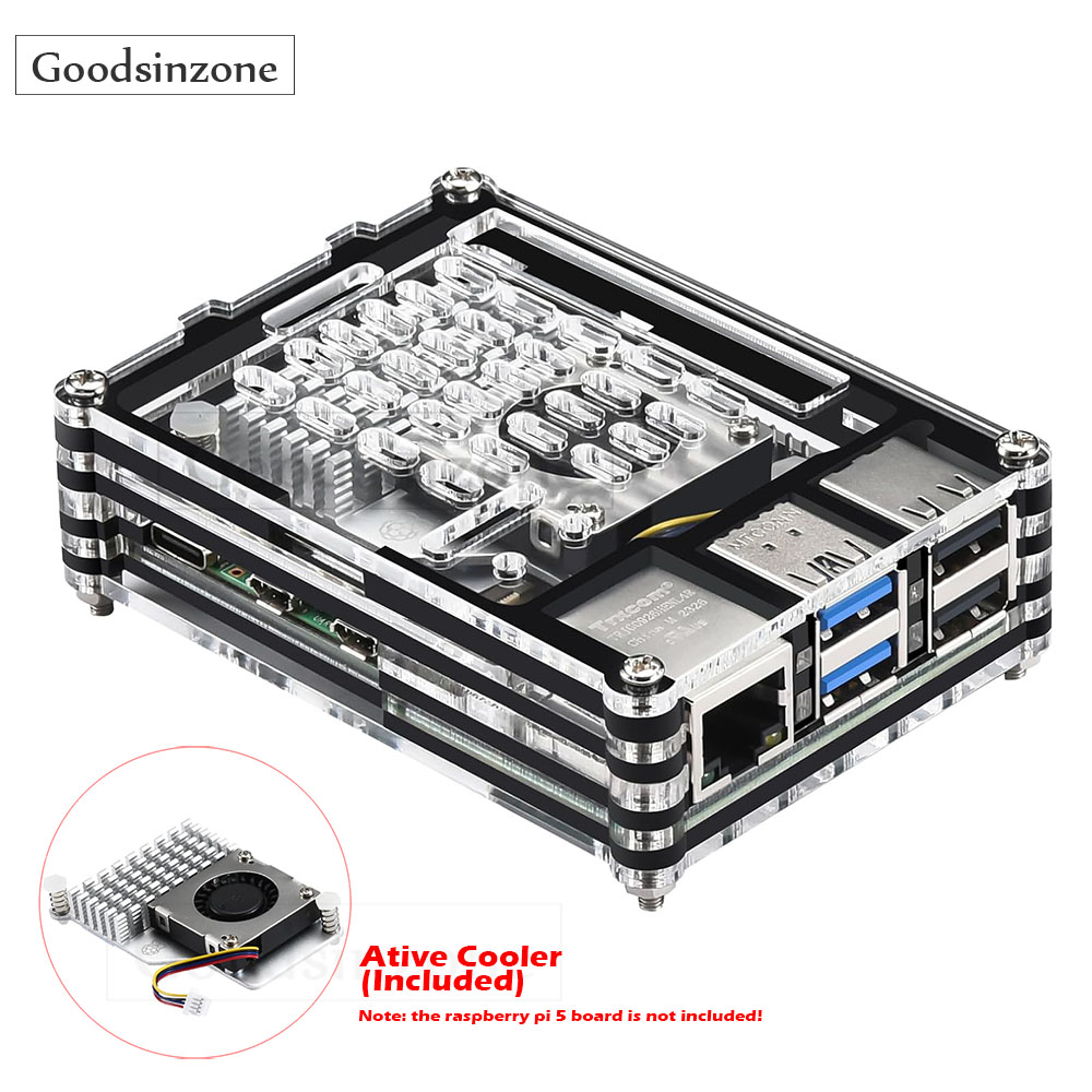 Raspberry Pi 5 8Gb Kit - Acrylic Case with Active Cooler Cooling