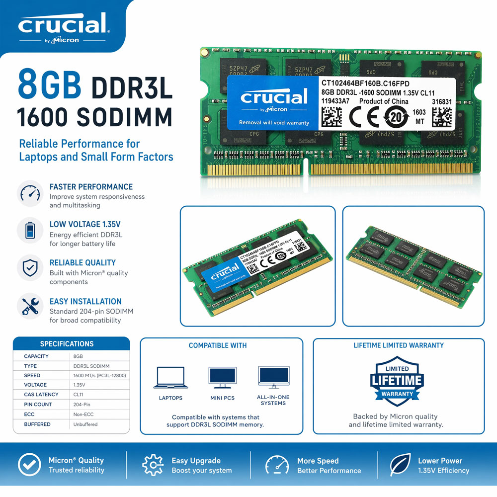 Crucial DDR3 DDR3L Laptop Memo - Khadas Vim4 8Gb review and price